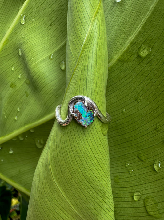 Opal Wave Ring - size Q