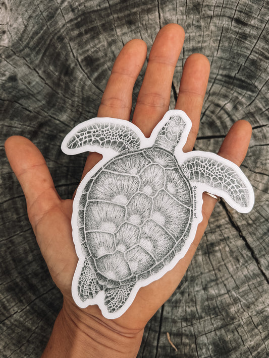 Green Turtle Sticker - 12cm